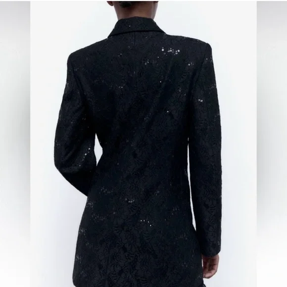 Zara lace sequin black blazer jacket - Picture 3 of 8